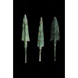 ANCIENT BRONZE SPEAR WITH STAND