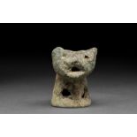 SELJUK BRONZE LION HEAD FROM INCENSE BURNER