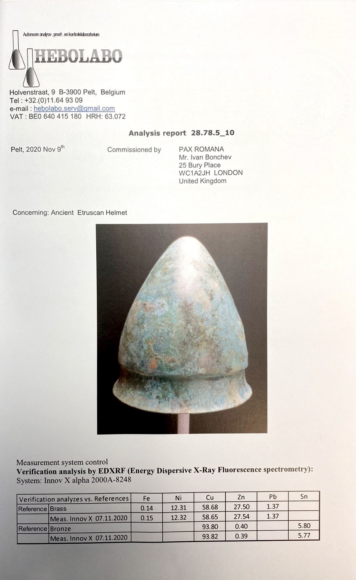 ETRUSCO-ITALIC BRONZE NAGAU TYPE HELMET - XRF TESTED - Image 7 of 8