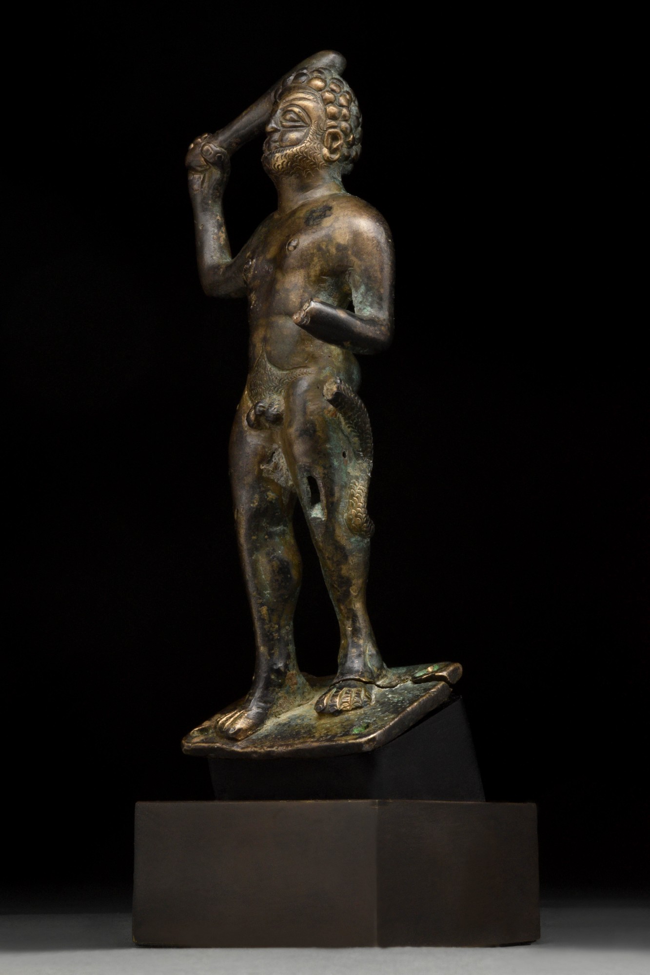 GREEK HELLENISTIC BRONZE HERAKLES FIGURE - Image 2 of 6