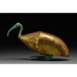 ANCIENT EGYPTIAN GILDED BRONZE SEATED IBIS