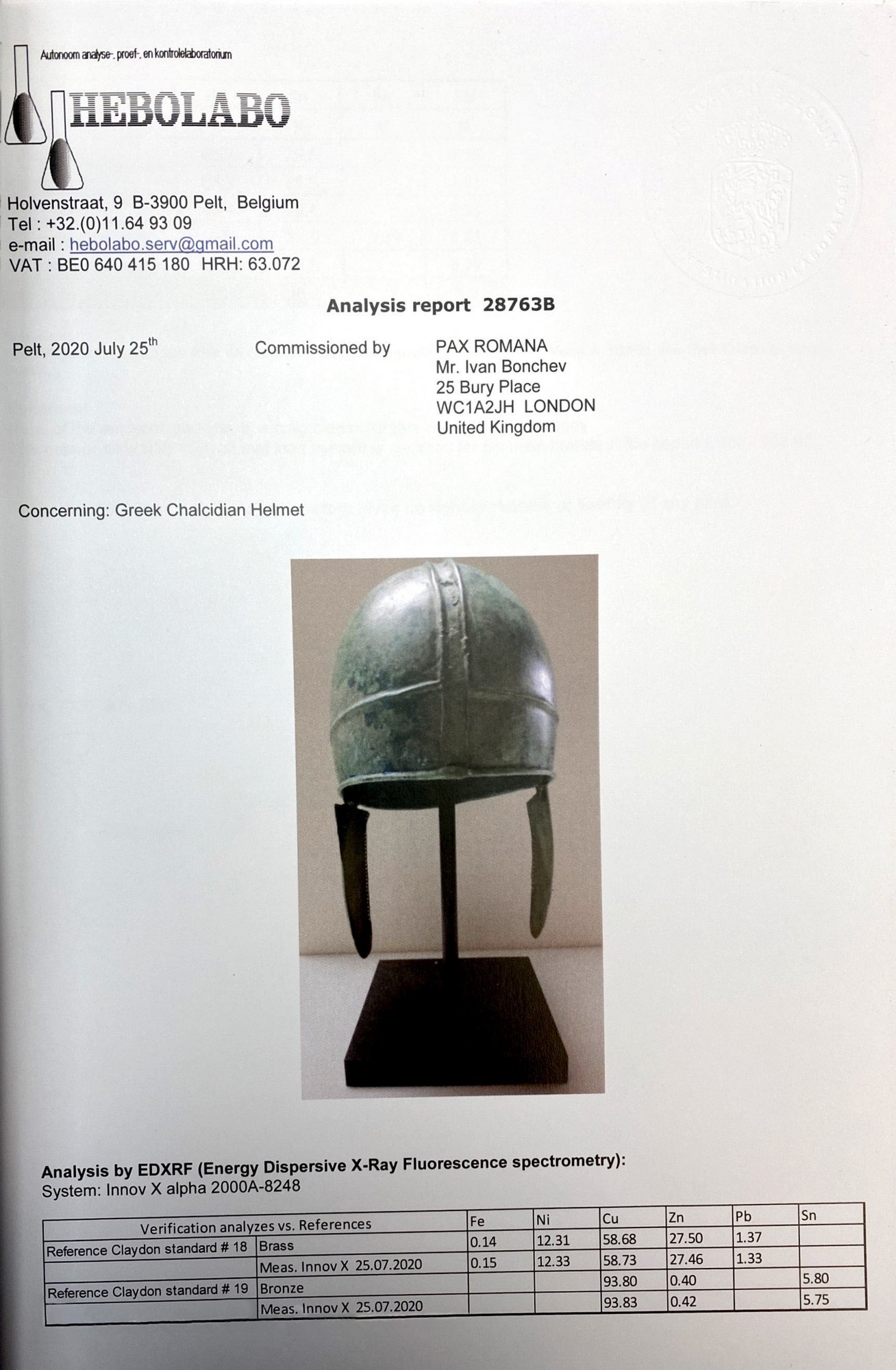 GREEK CHALCIDIAN BRONZE HELMET - XRF TESTED - Image 8 of 9