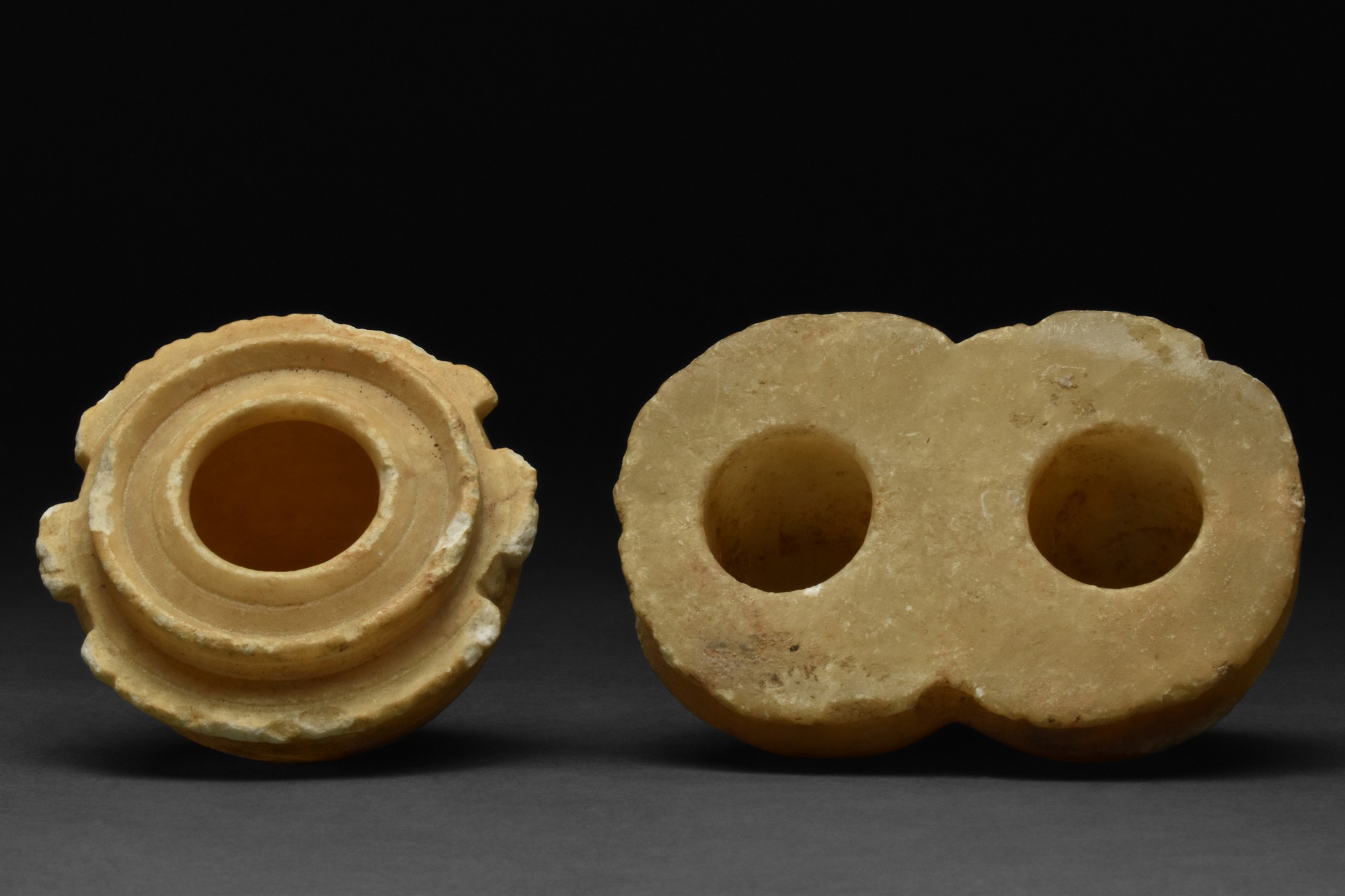 PAIR OF EGYPTIAN ALABASTER VESSELS - Image 2 of 3