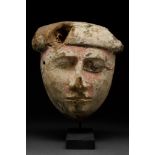 EGYPTIAN PAINTED SARCOPHAGUS MASK