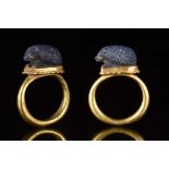 EGYPTIAN OR EASTERN LAPIS HEDGEHOG GOLD RING