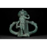 ROMAN BRONZE CHARIOT FITTING WITH BACCHUS