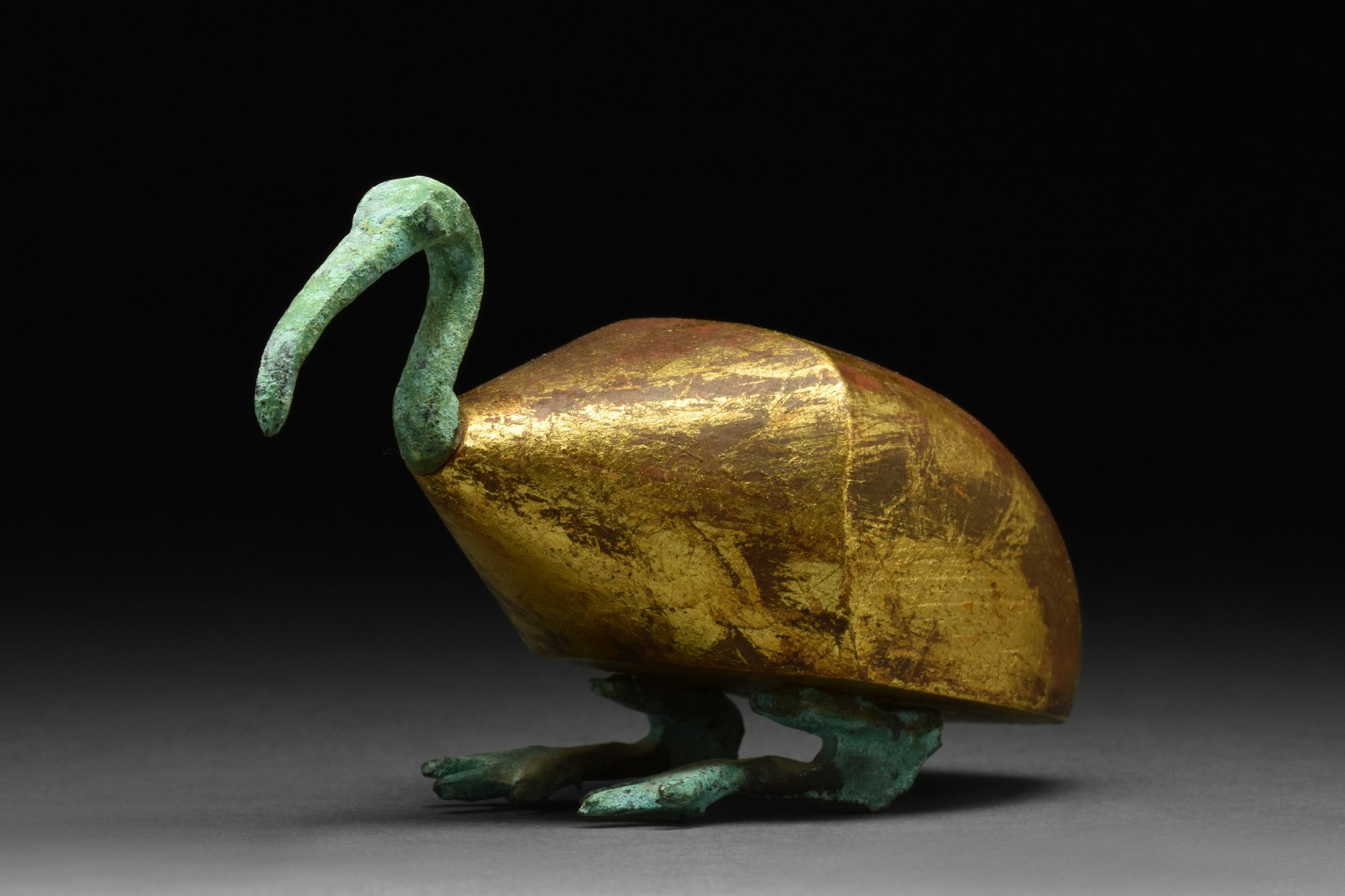 ANCIENT EGYPTIAN GILDED BRONZE SEATED IBIS - Image 2 of 6