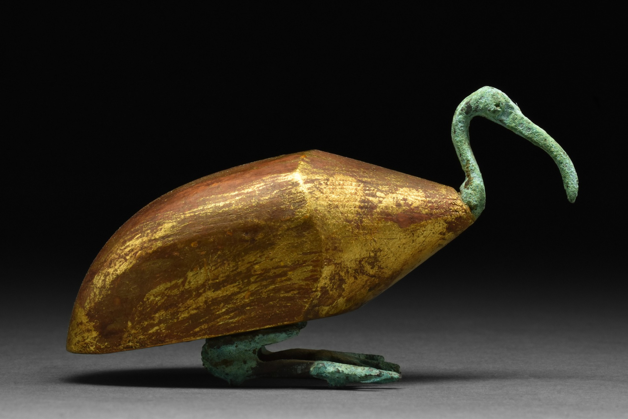 ANCIENT EGYPTIAN GILDED BRONZE SEATED IBIS - Image 3 of 6