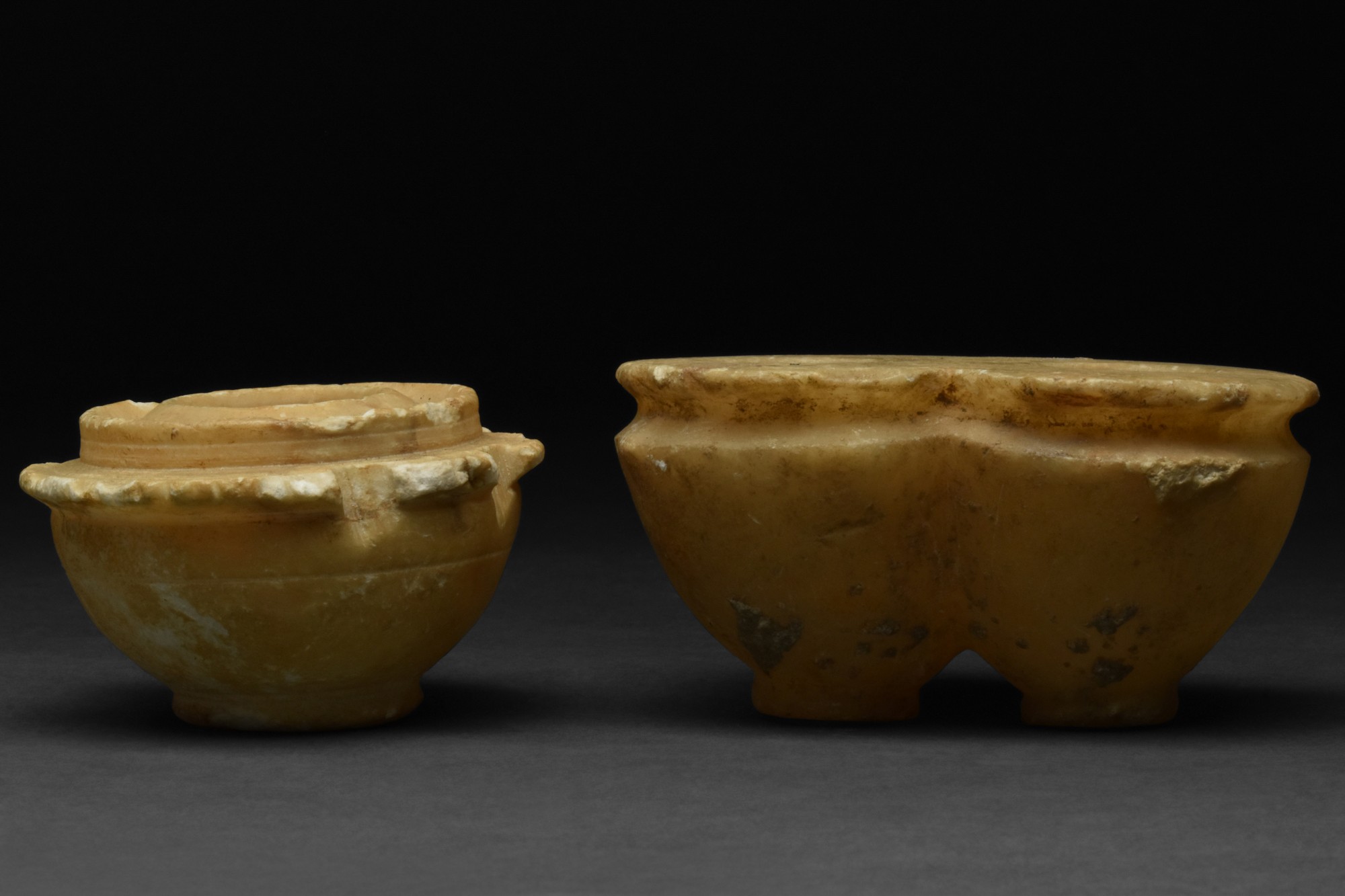 PAIR OF EGYPTIAN ALABASTER VESSELS