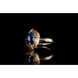 BRITISH MEDIEVAL GOLD RING WITH MASSIVE SAPPHIRE