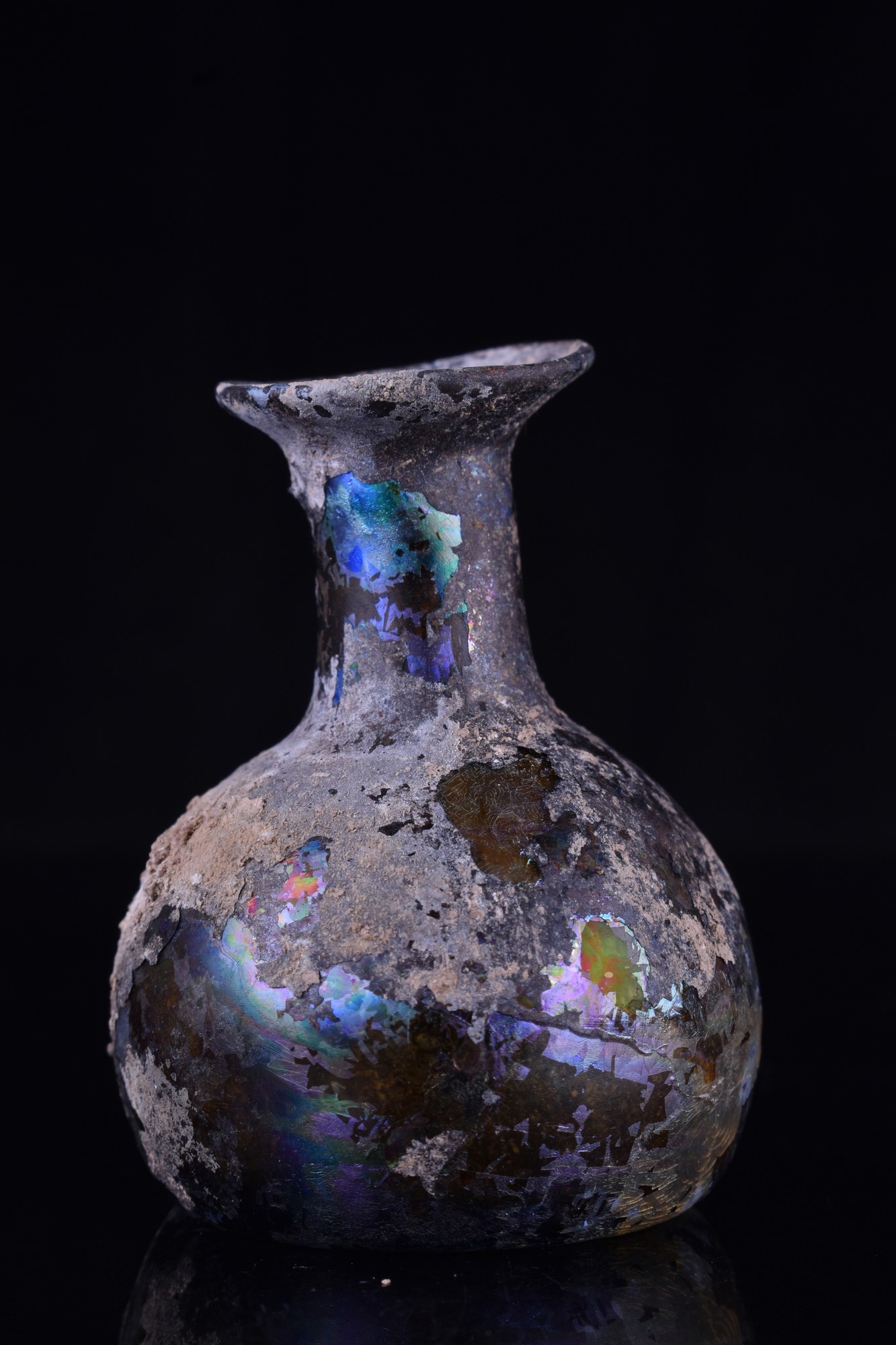 ANCIENT ROMAN GLASS FLASK - Image 2 of 6