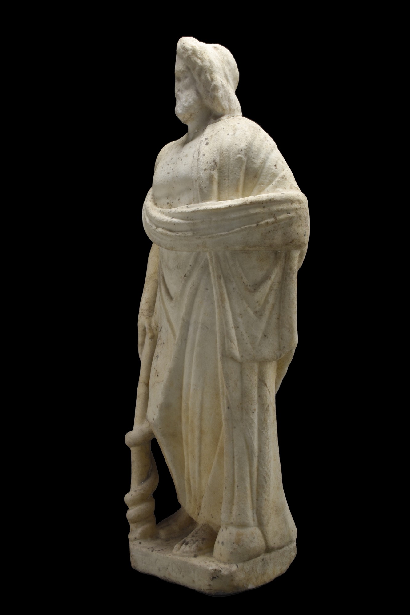 LARGE ROMAN MARBLE FIGURE OF ASCLEPIUS - Image 2 of 5