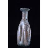 ANCIENT ROMAN GLASS RIBBED BOTTLE