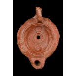 ROMAN OIL LAMP WITH LAUREL WREATHS