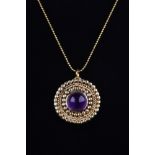 GREEK HELLENISTIC GOLD PENDANT WITH AMETHYST STONE