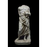 ROMAN MARBLE MALE TOGATUS TORSO ON BASE