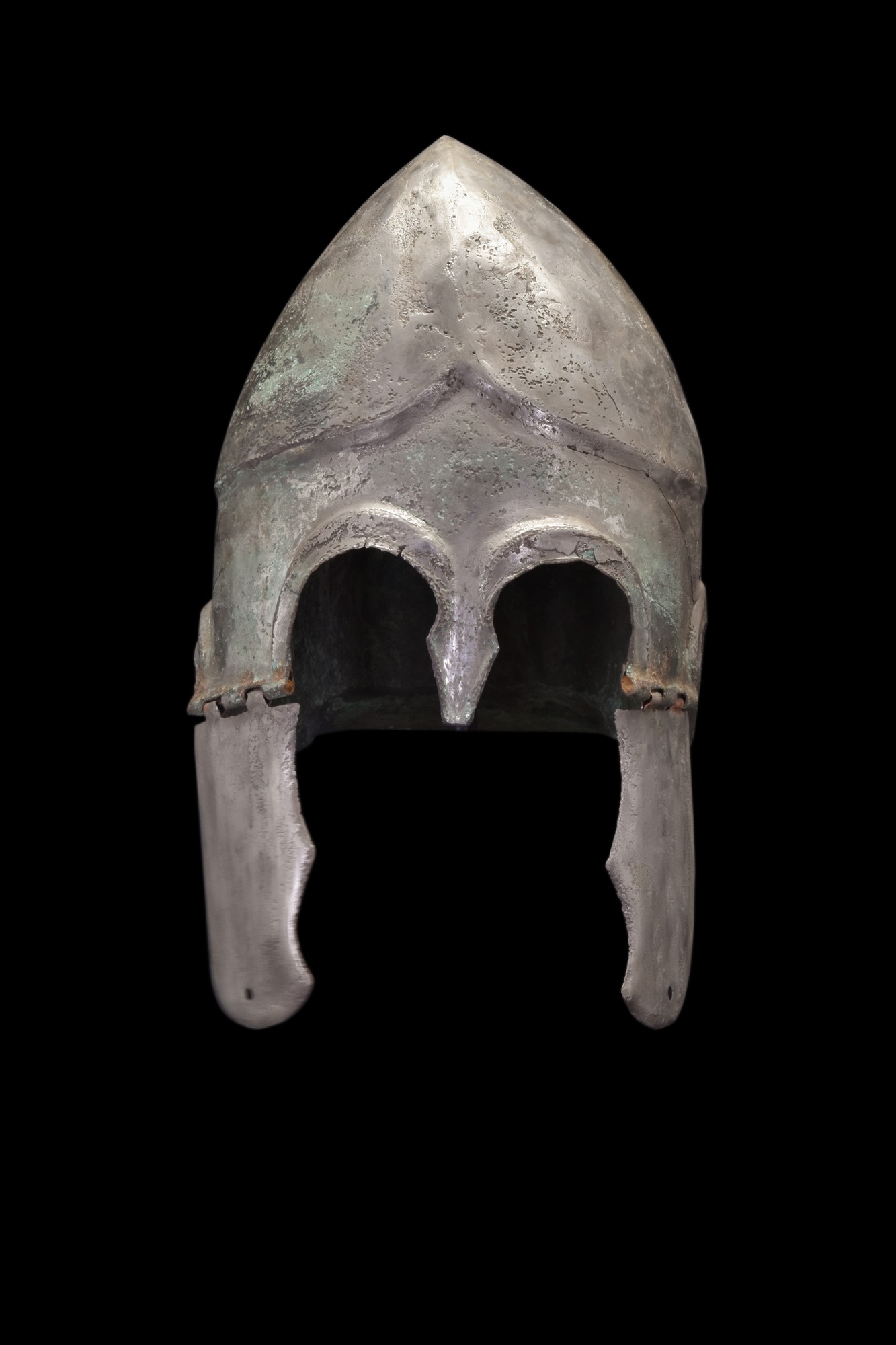 GREEK CHALCIDIAN TINNED BRONZE HELMET