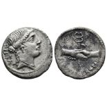 D. POSTUMIUS ALBINUS BRUTI F., AR DENARIUS, ROME MINT, 48 BC.