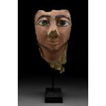 EGYPTIAN GESSO PAINTED COFFIN MASK