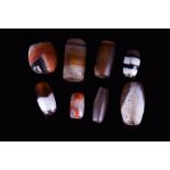 COLLECTION OF BACTRIAN AGATE STONE BEADS