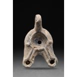ROMAN TERRACOTTA OIL LAMP WITH TWO NOZZLES
