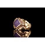 BYZANTINE GOLD RING WITH AMETHYST CHRISTOGRAM INTAGLIO