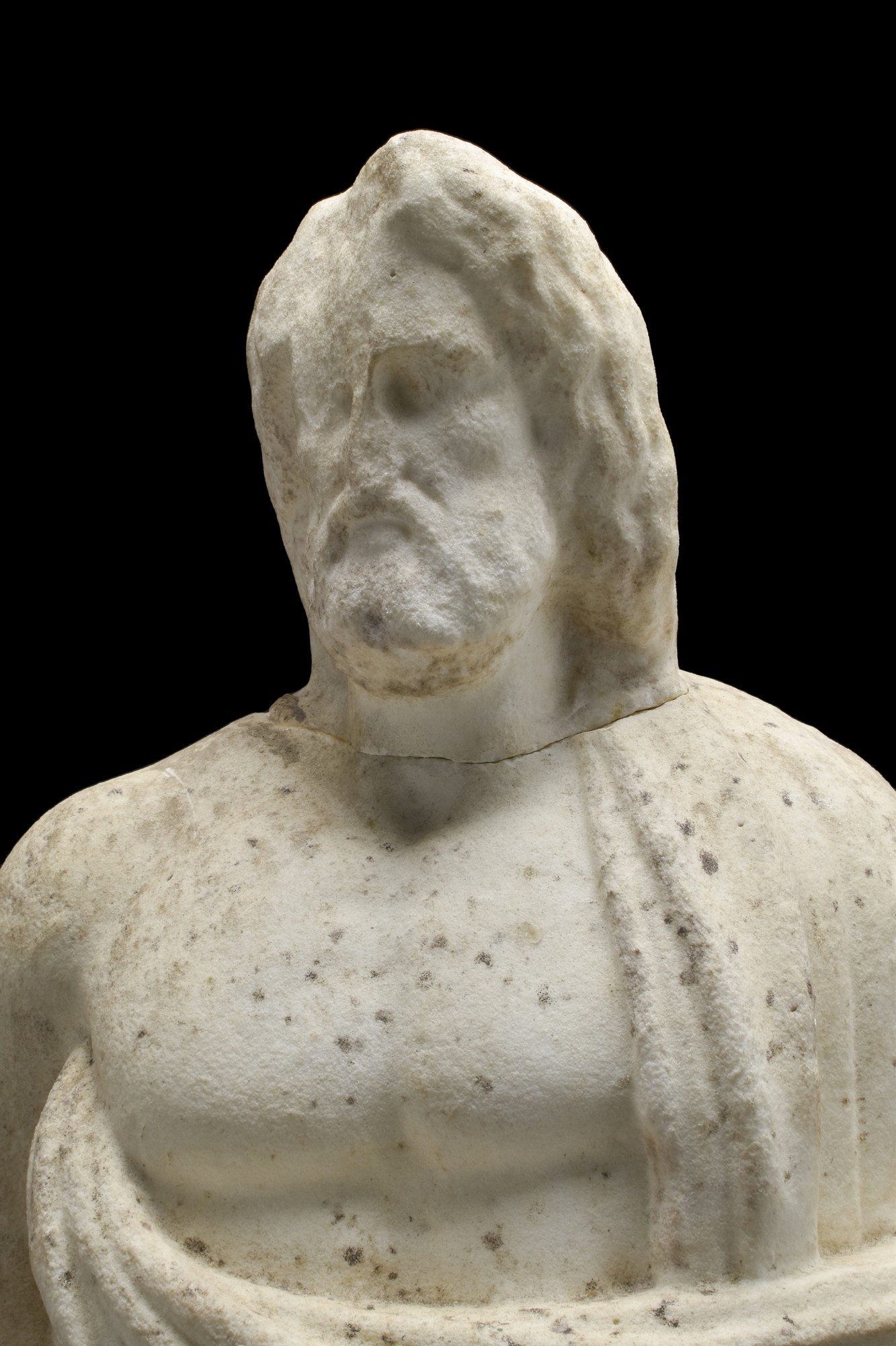 LARGE ROMAN MARBLE FIGURE OF ASCLEPIUS - Image 4 of 5