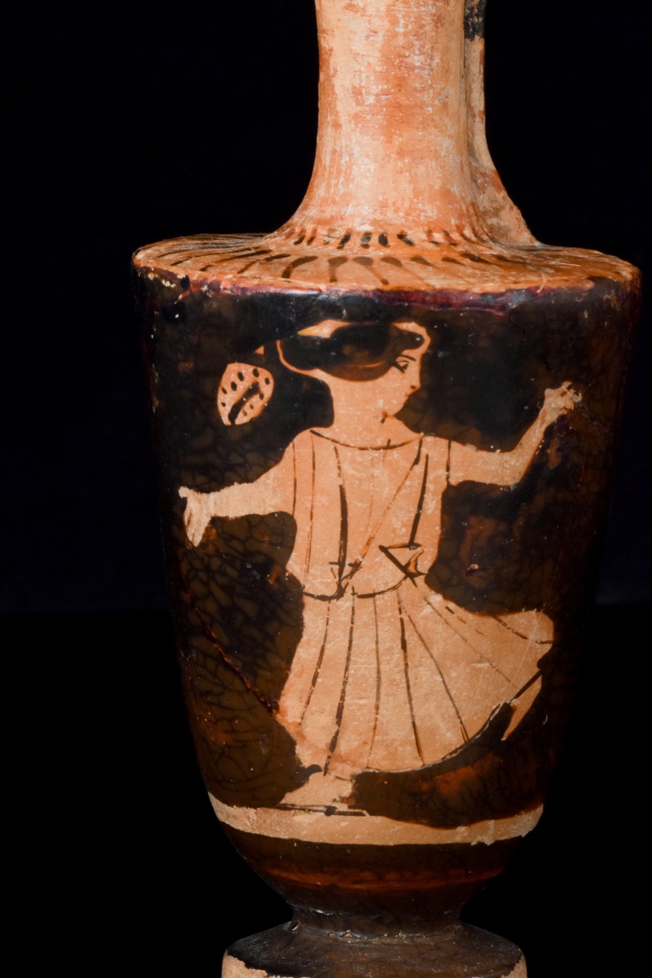 GREEK ATTIC RED FIGURE POTTERY LEKYTHOS WITH DANCING WOMAN - Image 5 of 5