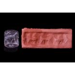 MESOPOTAMIAN BLACK STONE CYLINDER SEAL WITH ANIMALS - ORIGINAL LAMBERT REPORT