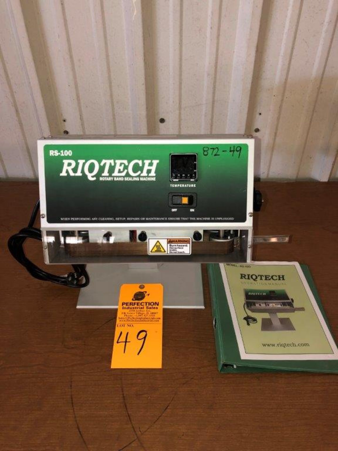 Riqtech RS100 Rotary Band Sealing Machine, s/n 100-192012