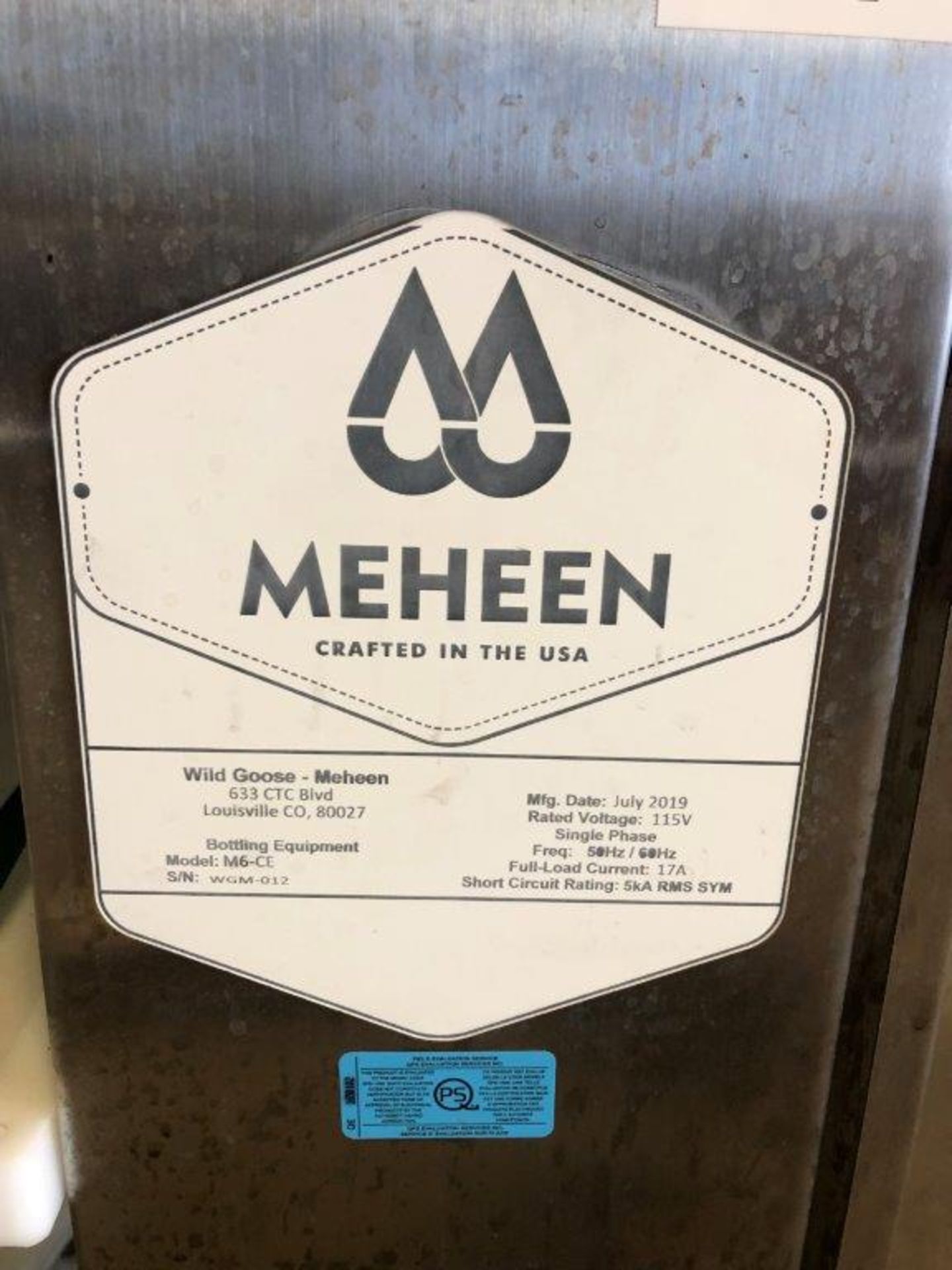 2019 Meheen M6-CE 6 Head 36 Bottle Liquid Bottle Filler, s/n WGM-012, w/ 36 Bottle per Minute @ 2.1" - Image 4 of 7