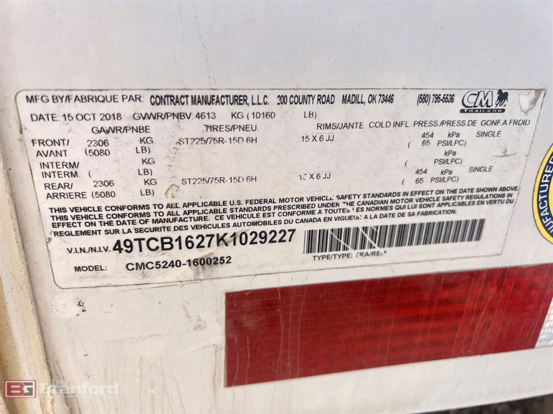 2019 Contract Manufacturer CMC524016000252 enclosed trailer - Image 9 of 9