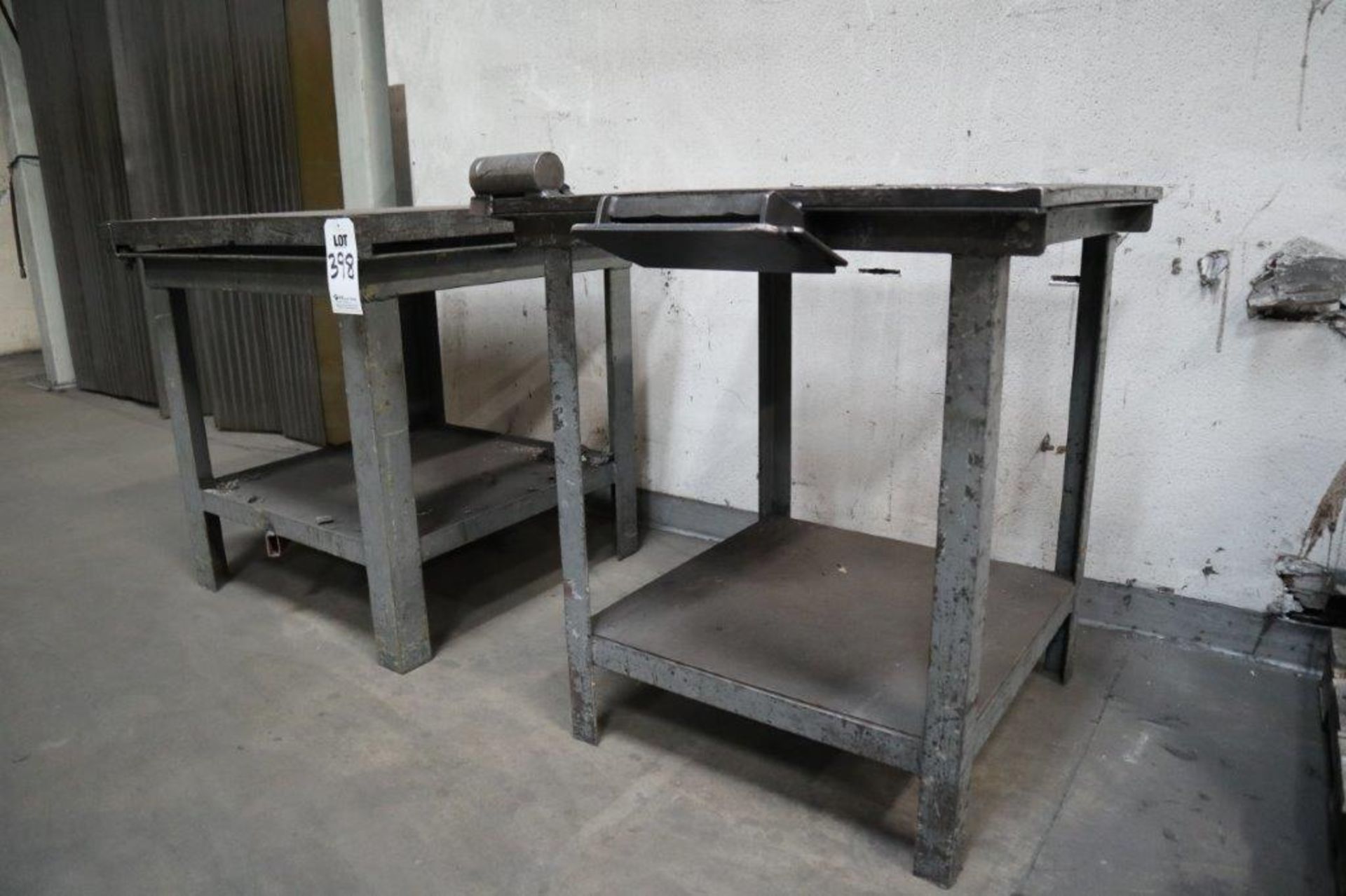 LOT TO INCLUDE: (1) STEEL SHOP TABLE 34" X 34", (1) STEEL SHOP TABLE 30" X 30"