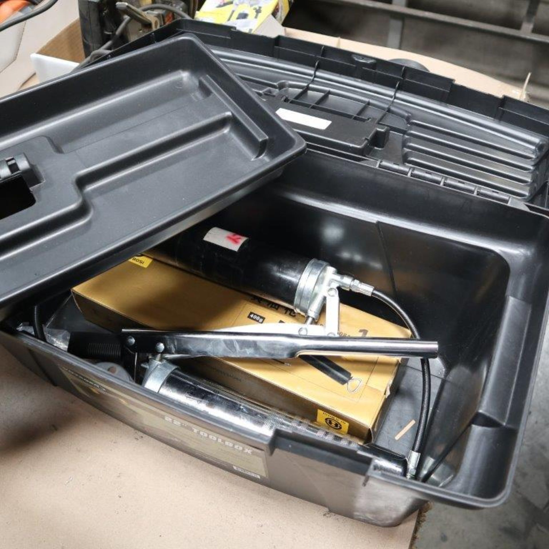 (2) MISC. TOOL BOXES WITH CONTENTS TO INCLUDE: GREASE GUNS - Image 4 of 4