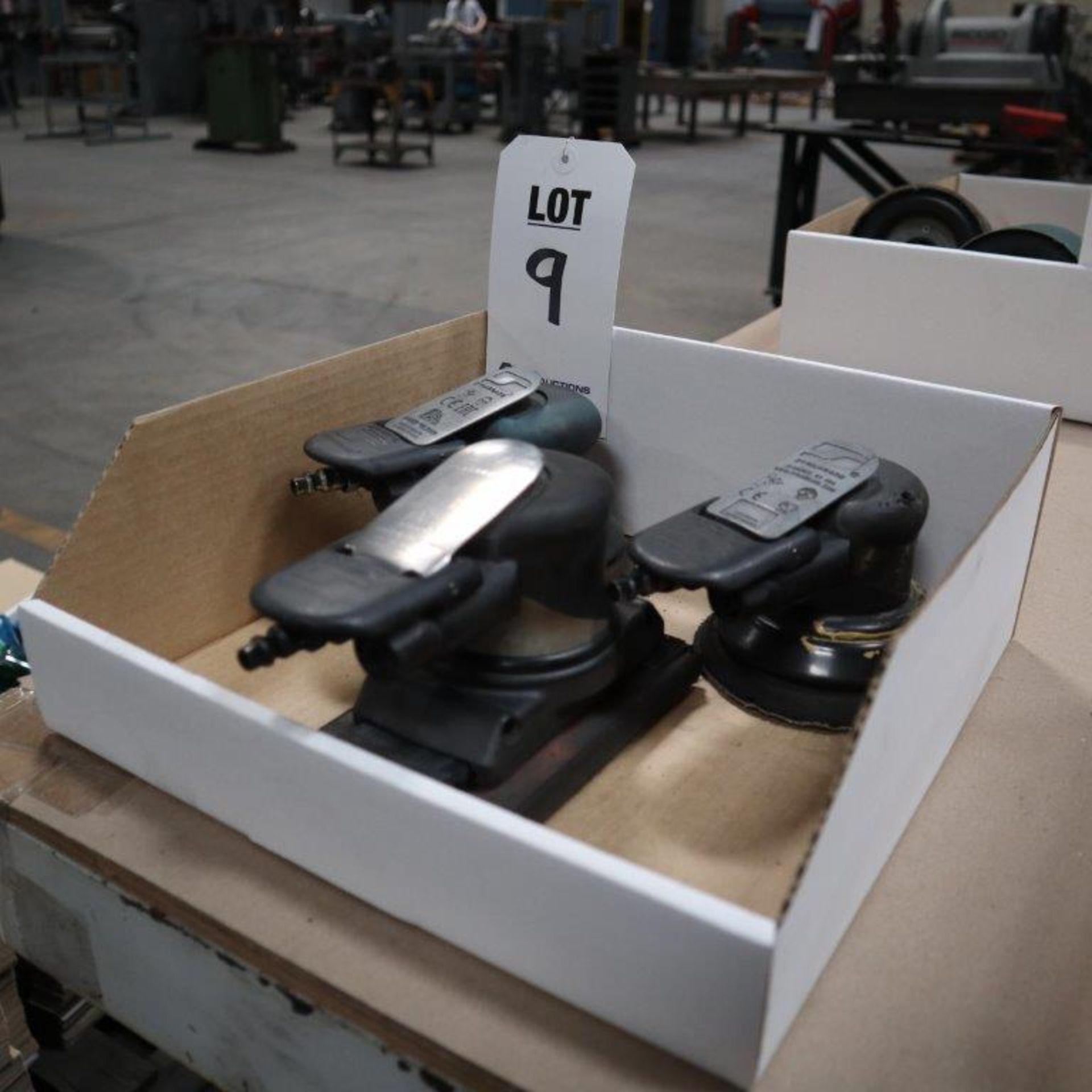 LOT TO INCLUDE: (1) DYNABRADE PNEUMATIC FINISHING SANDER, (2) DYNABRADE PNEUMATIC ORBITAL SANDERS