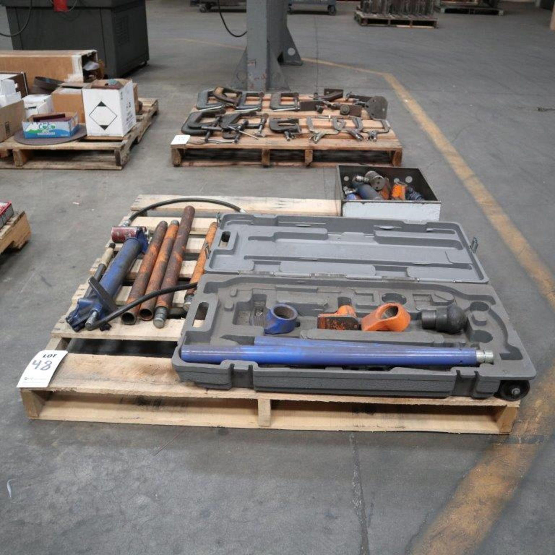 PALLET LOT TO INCLUDE: MISC. CENTRAL HYDRAULICS PORTABLE PULLERS, PARTIAL SET