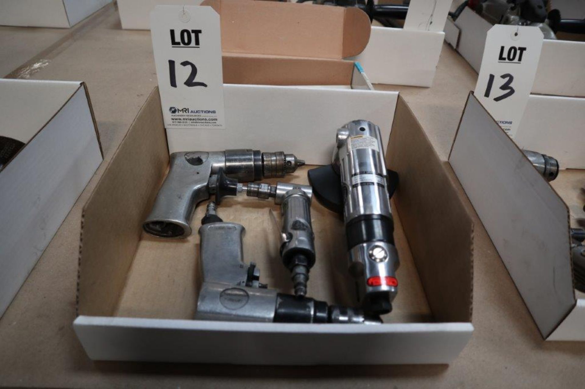 LOT TO INCLUDE: (2) CENTRAL PNEUMATIC 3/8" REVERSIBLE AIR DRILLS, (1) CENTRAL PNEUMATIC 1/4" AIR