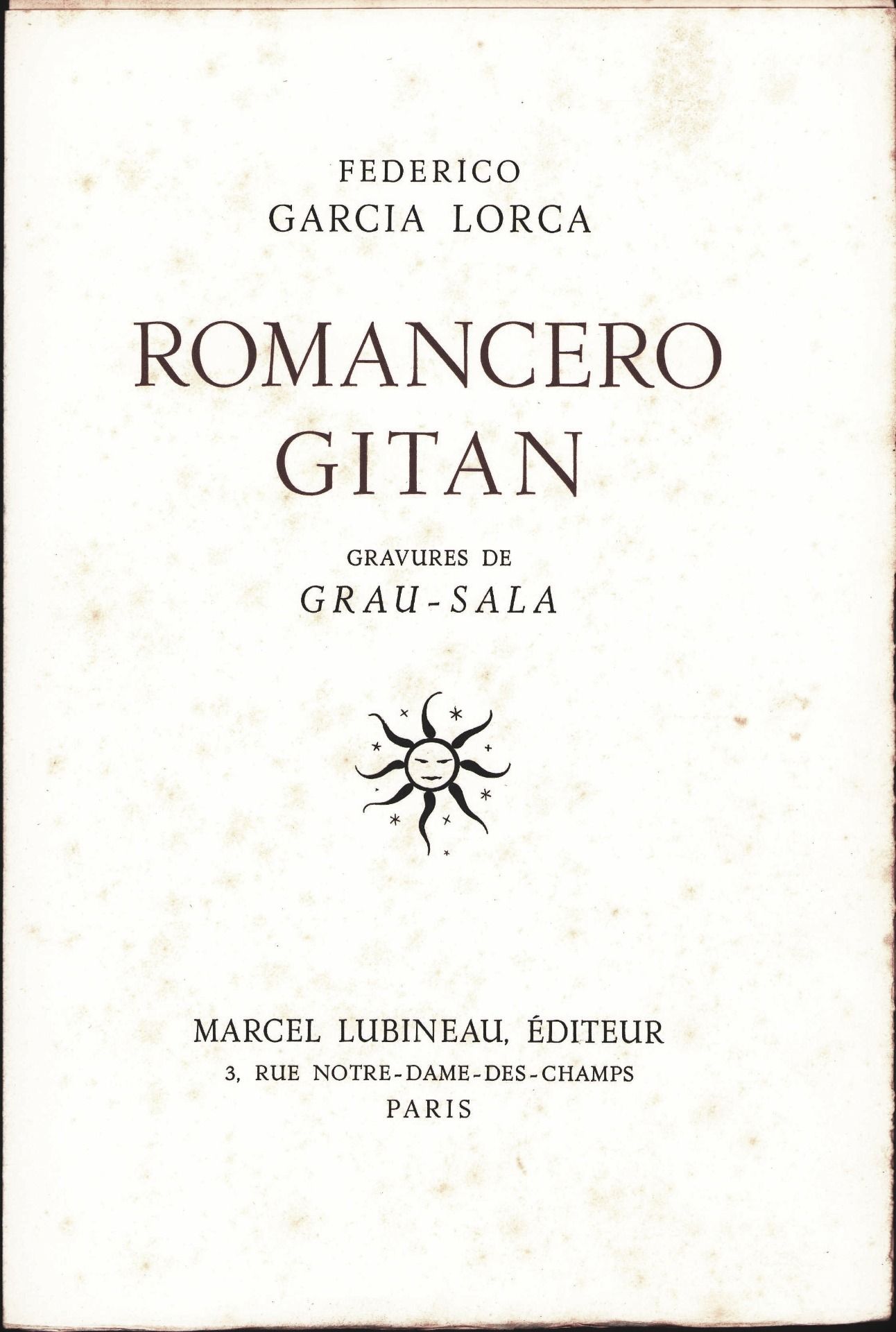 |Illustré| Lorca Federico Garcia, "Romancero Gitan", illustrations de Grau-Sala, 1960