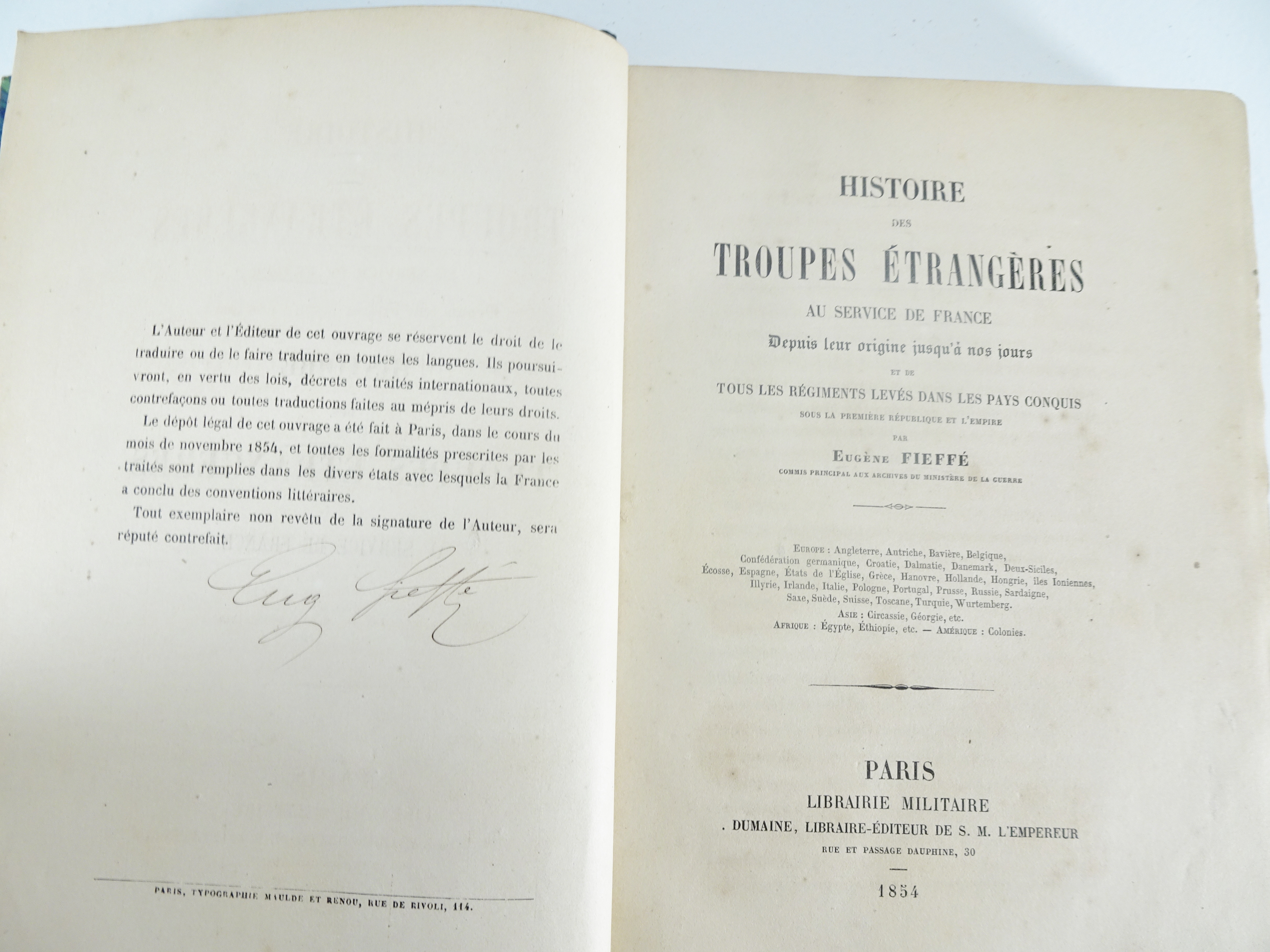 |Histoire Militaire| Fieffé Eugène, "Histoire des Troupes Etrangères au service de France", 1854 - Image 3 of 10