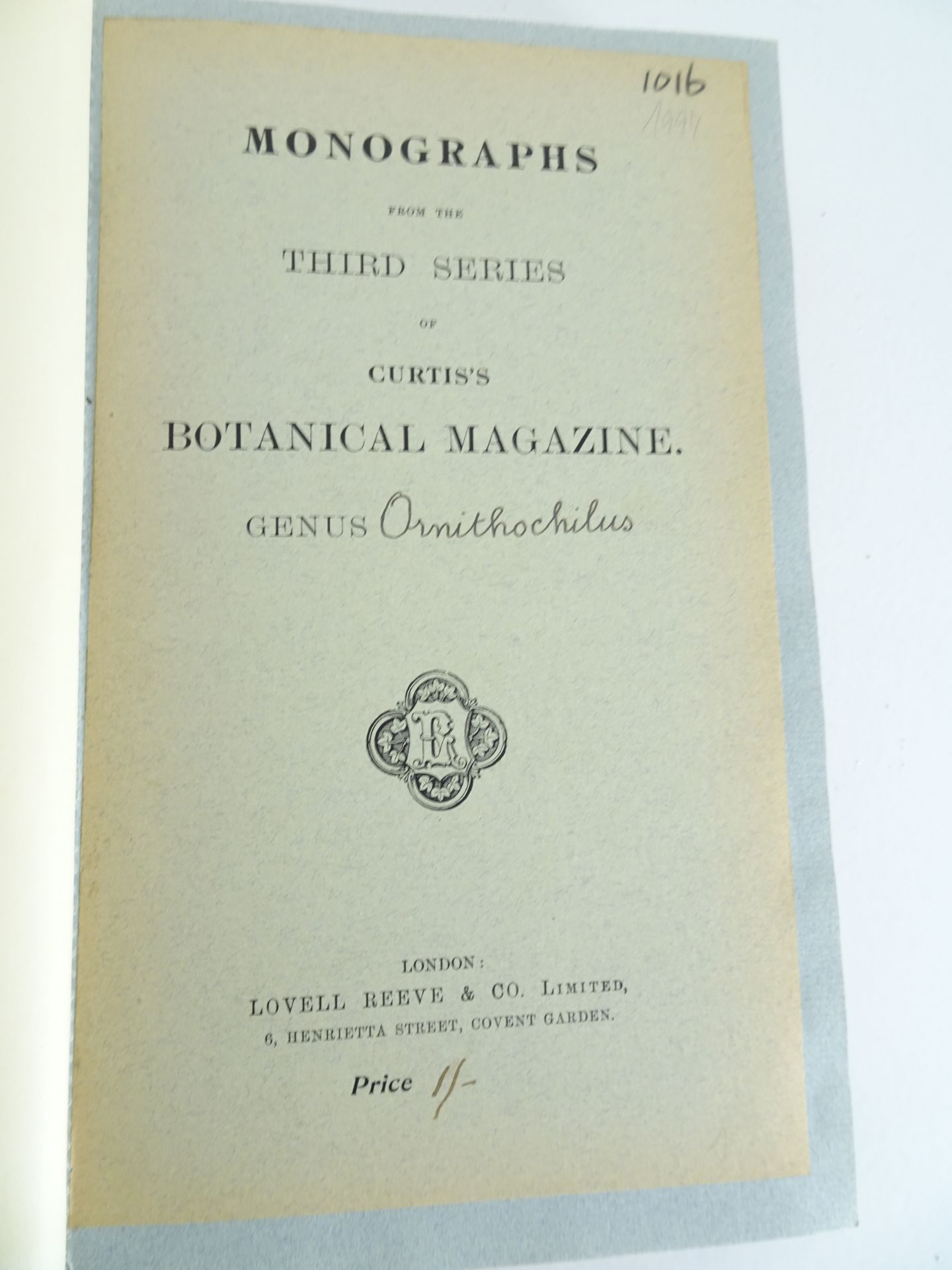 |Orchidaceae|"Monographs from the Third Series of Curtis's Botanical Magazine"