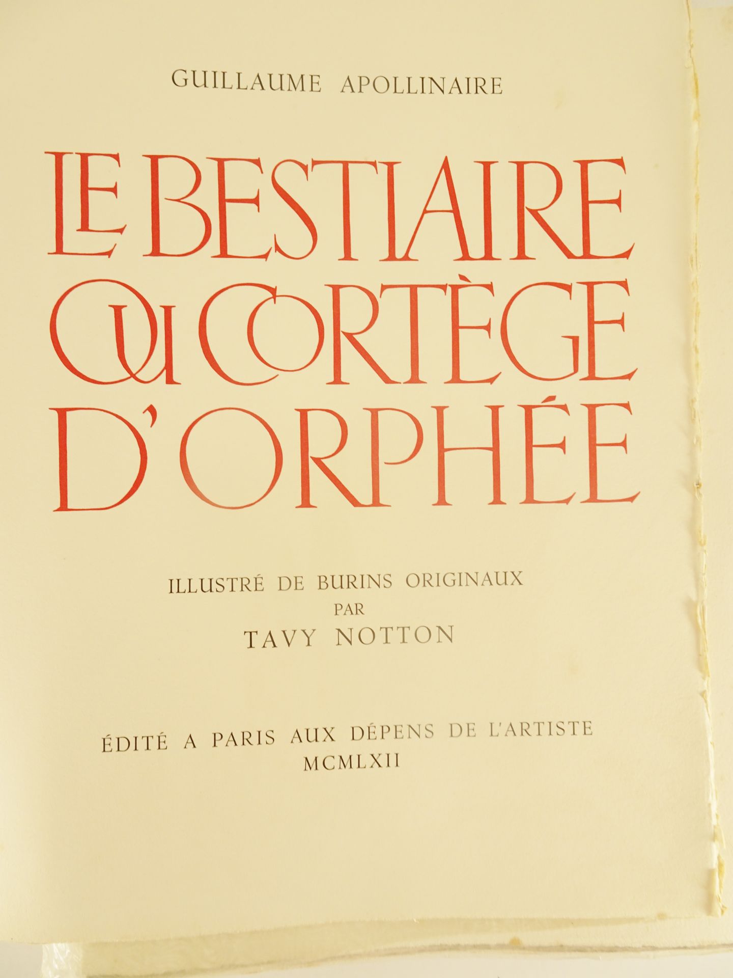 |Illustré| Apollinaire Guillaume, "Le Bestiaire ou Cortège d'Orphée", 1962