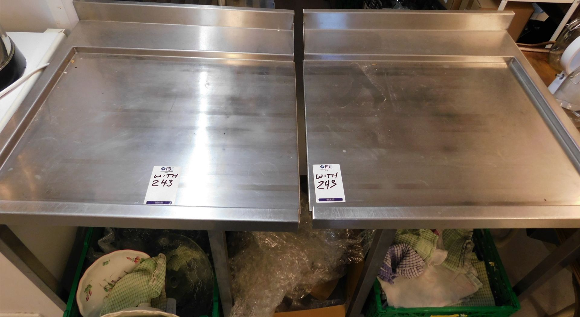 2 Small Stainless Steel Worktops with Single Drawer & 2 Stainless Steel Preparation Tables ( - Image 2 of 2