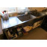 Stainless Steel Double Deep Sink Unit with Goose Neck Washer (Location: Over Norton. Please Refer to