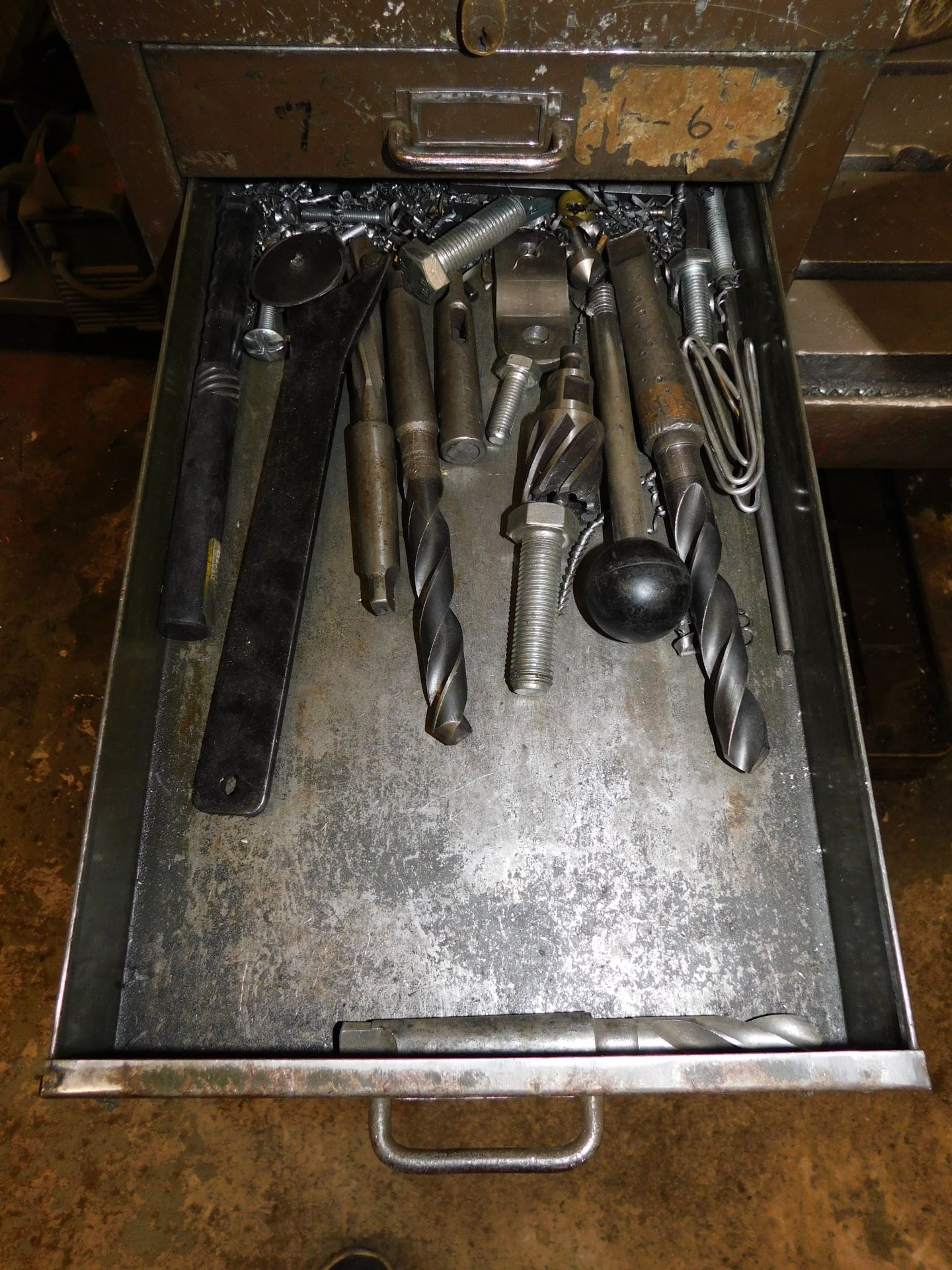 Progress No 3A Pillar Drill, Serial Number; 2348640 with Multi Draw Cabinet of Drill Bits etc. ( - Image 8 of 21