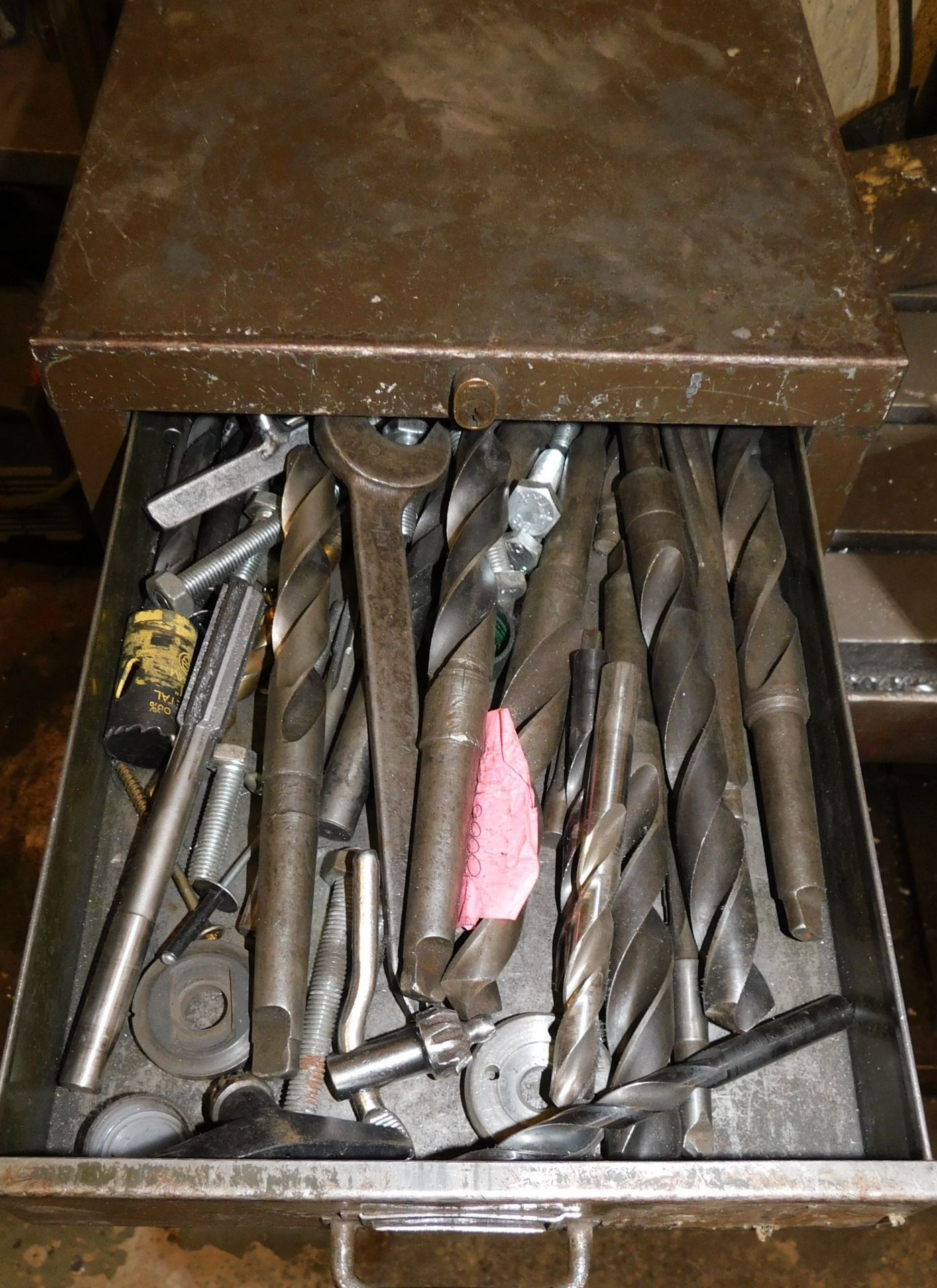 Progress No 3A Pillar Drill, Serial Number; 2348640 with Multi Draw Cabinet of Drill Bits etc. ( - Image 7 of 21