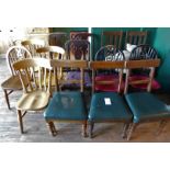 14 Various Oak & Pine Framed Dining Chairs, 1930’s Onwards (Location: Chipping Norton. Please