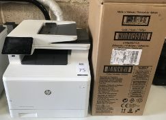 HP M477FDN Colour LaserJet Pro MFP Printer with HP CF404A 5505 Paper Tray (Location: Brentwood.