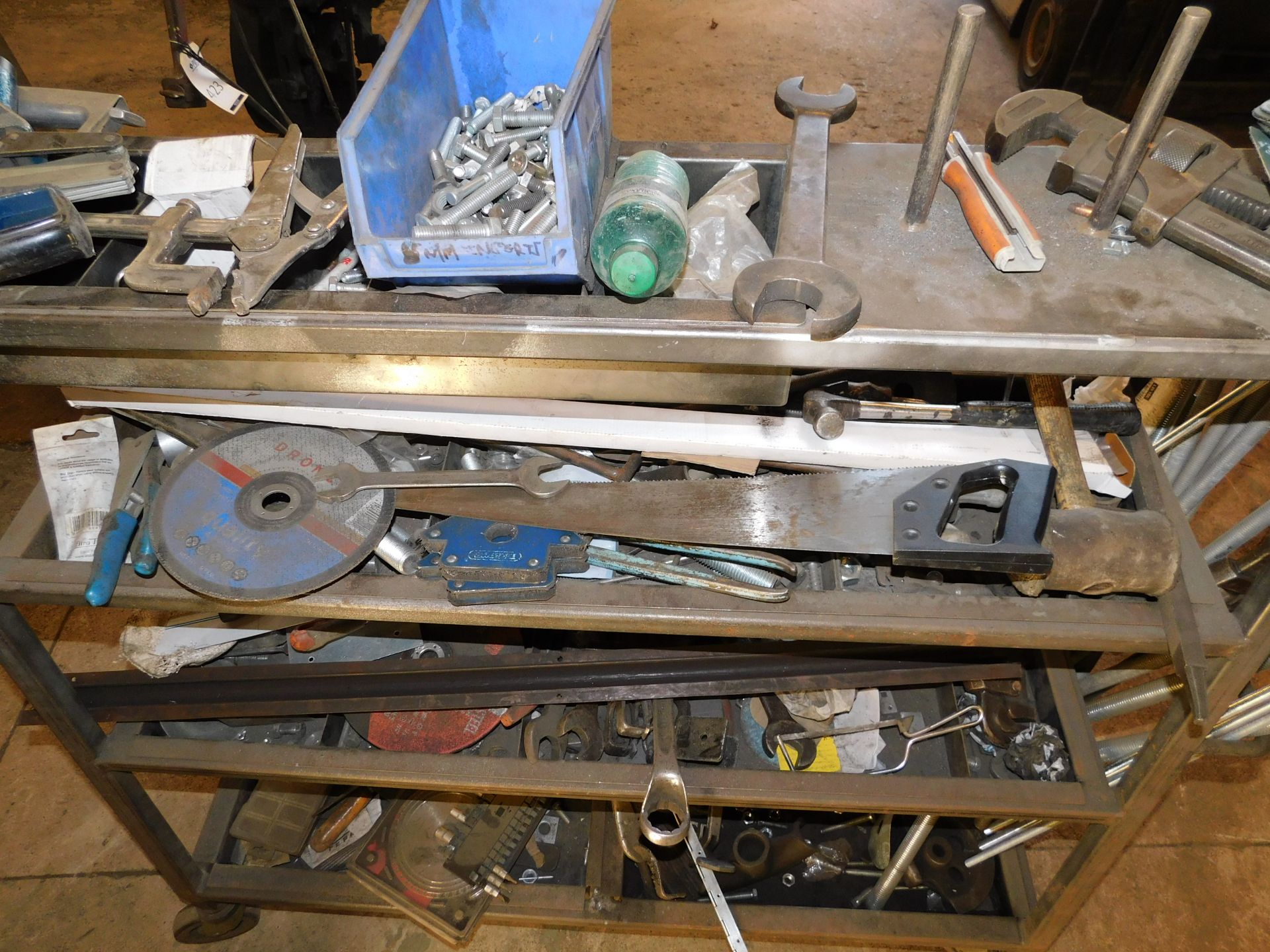 Steel Fabricated 3-Tier Trolley & Contents of Assorted Hand Tools etc. (Location: Liverpool. - Image 2 of 4