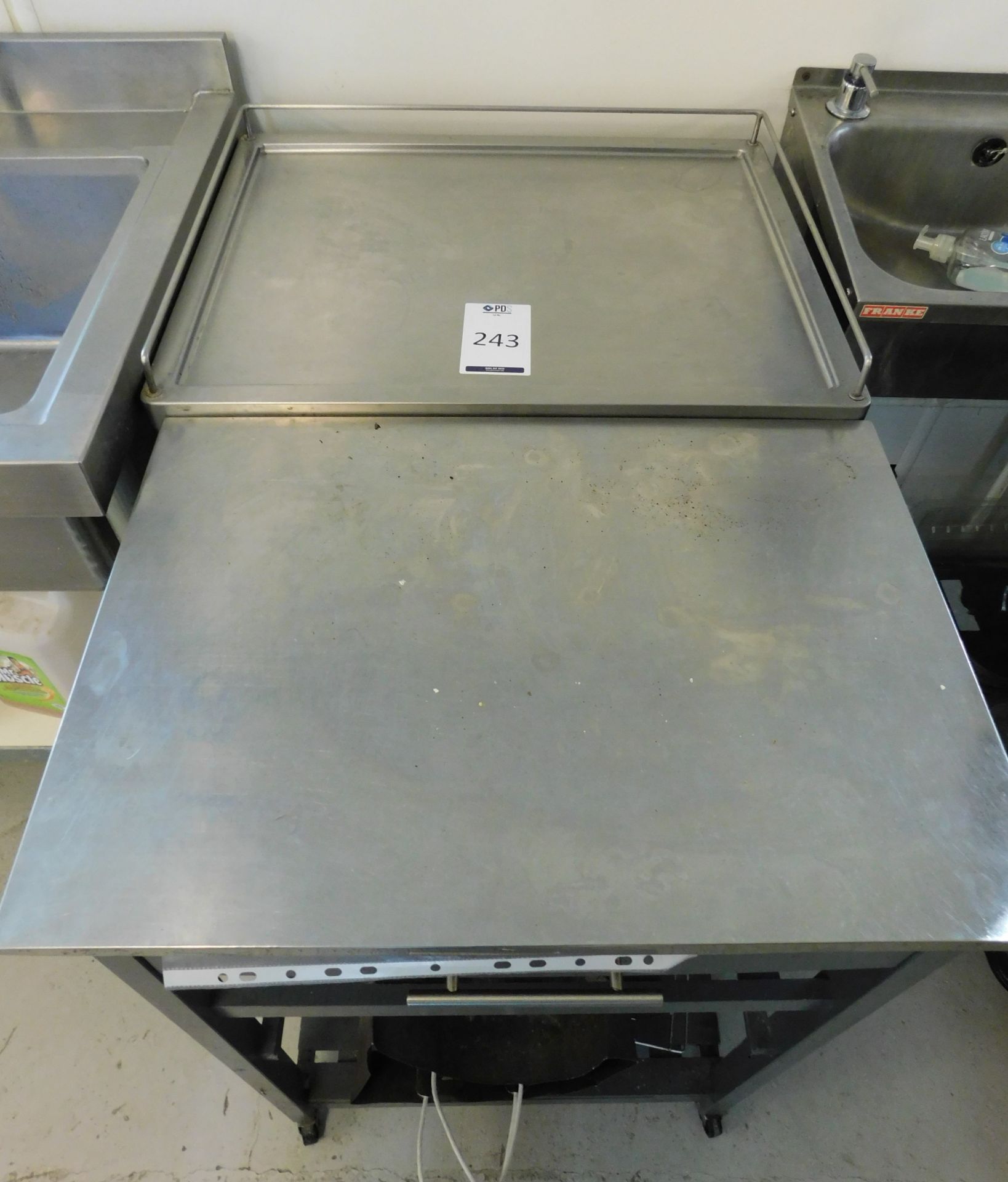 2 Small Stainless Steel Worktops with Single Drawer & 2 Stainless Steel Preparation Tables (