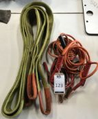 Pair of Heavy Duty Webbing Slings with 2 Pairs of Jump Leads (Location: Brentwood. Please Refer to